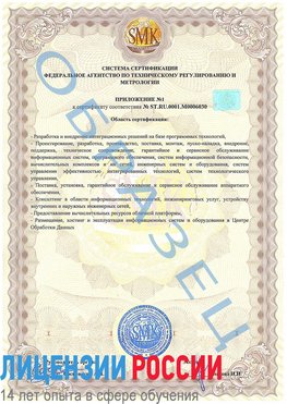 Образец сертификата соответствия (приложение) Удомля Сертификат ISO 27001